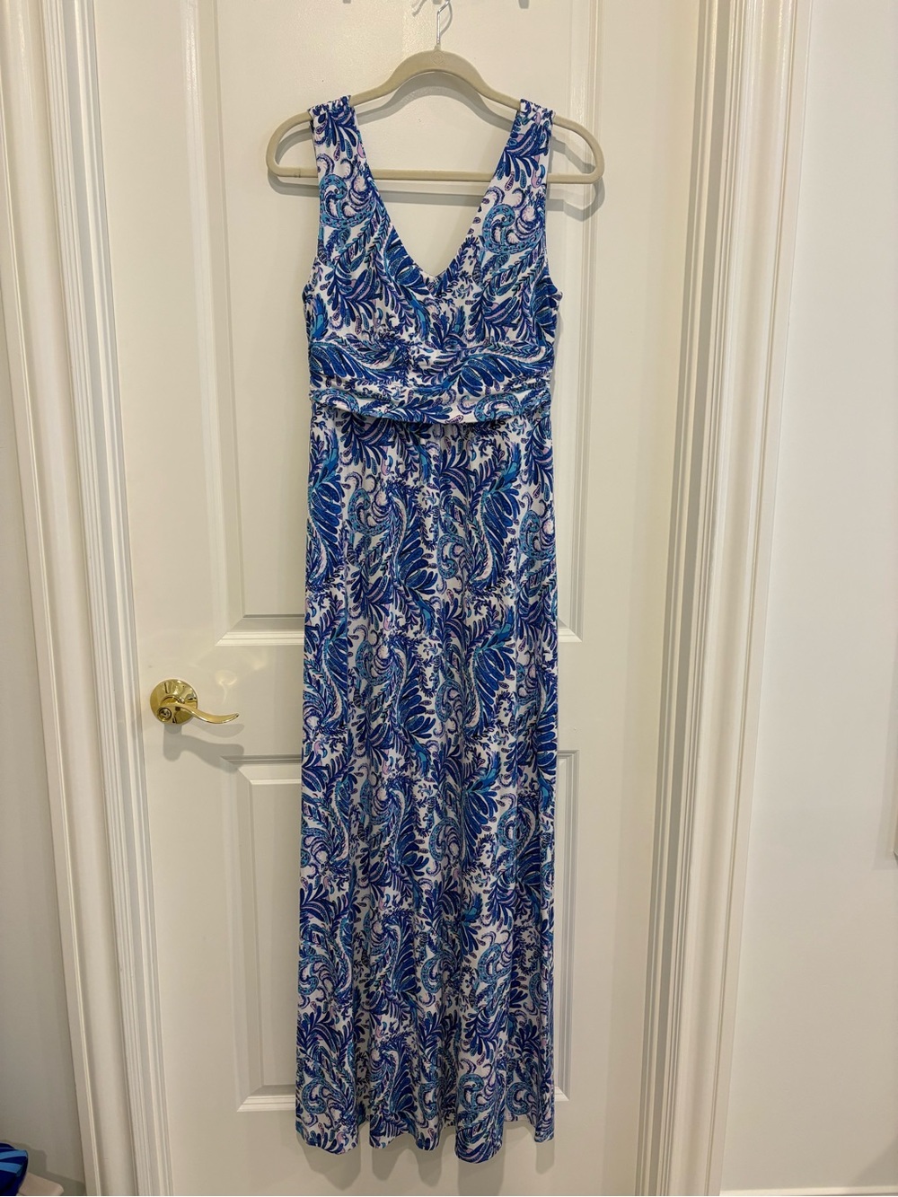 Lilly Pulitzer Blue & Purple V Neck Maxi Dress Size M